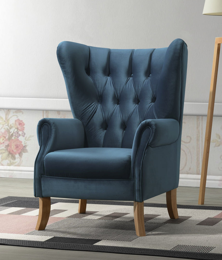 Adonis Azure Blue Velvet Button Tufted Accent Chair – Aetna Stores