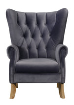 Adonis Gray Velvet Button Tufted Accent Chair