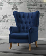 Adonis Navy Blue Velvet Button Tufted Accent Chair