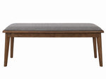 Alfredo Grey Fabric/Natural Walnut Wood Dining Bench