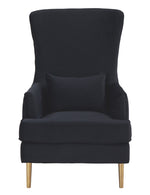 Alina Black Velvet Tall Back Accent Chair