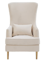 Alina Cream Velvet Tall Back Accent Chair