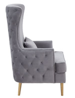 Alina Grey Velvet Tall Back Accent Chair