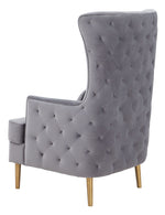 Alina Grey Velvet Tall Back Accent Chair