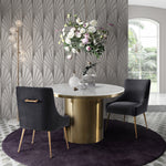 Alisin White Marble/Brushed Gold Metal Dining Table