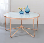 Alivia Rose Gold Metal/Frosted Glass Round Coffee Table