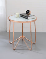 Alivia Rose Gold Metal/Frosted Glass Round End Table