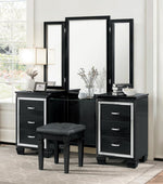 Allura Black Wood Vanity Table with Mirror