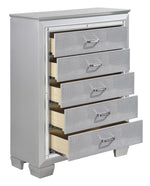 Allura Silver Wood 5-Drawer Chest w/Alligator Embossing