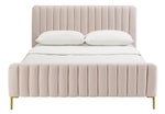 Angela Contemporary Blush Velvet King Platform Bed