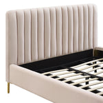 Angela Contemporary Blush Velvet King Platform Bed