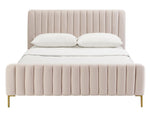 Angela Contemporary Blush Velvet Queen Platform Bed