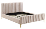 Angela Contemporary Blush Velvet Queen Platform Bed