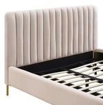 Angela Contemporary Blush Velvet Queen Platform Bed