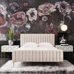 Angela Contemporary Blush Velvet Queen Platform Bed