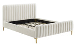 Angela Contemporary Cream Velvet Queen Platform Bed