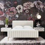 Angela Contemporary Cream Velvet Queen Platform Bed