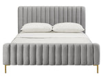 Angela Contemporary Grey Velvet King Platform Bed