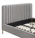 Angela Contemporary Grey Velvet Queen Platform Bed