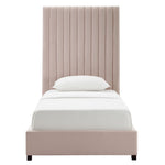 Arabelle Blush Velvet Twin Platform Bed