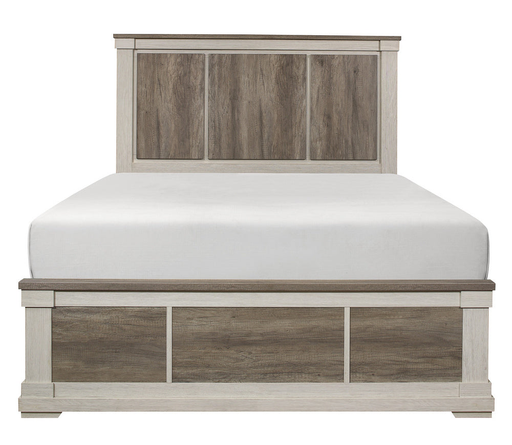 Arcadia White & Weathered Gray Wood Queen Bed
