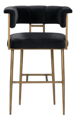 Astrid Grey Velvet/Antique Brass Iron Bar Chair