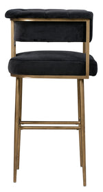 Astrid Grey Velvet/Antique Brass Iron Bar Chair