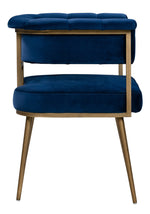 Astrid Navy Velvet/Antique Brass Iron Arm Chair