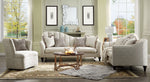 Athalia Shimmering Pearl Fabric Loveseat with 3 Pillows