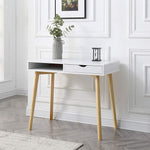 Austin White & Natural Wood Desk w/Drawer & Open Shelf