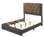 Avantika Rustic Gray Oak Wood/Fabric King Bed