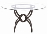 Aviano Clear Glass/Gunmetal Metal Round Dining Table