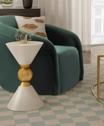 Balhi White/Gold Metal Side Table