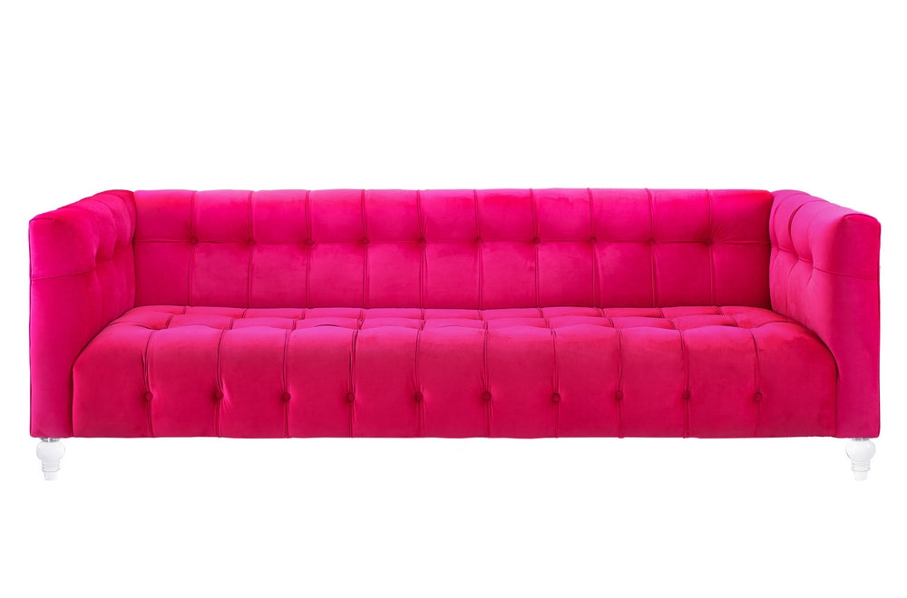 Bea Pink Velvet Sofa with Acrylic Legs (Oversized)