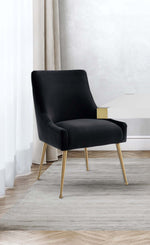 Beatrix Black Velvet/Gold Metal Side Chair