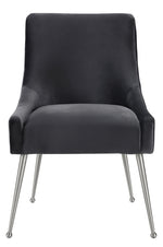 Beatrix Grey Velvet/Silver Metal Side Chair