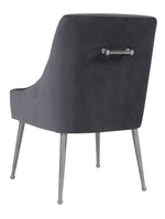 Beatrix Grey Velvet/Silver Metal Side Chair