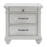 Kanwyn Whitewash Wood 3-Drawer Nightstand