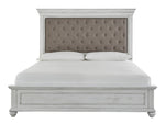 Kanwyn Whitewash Wood/Fabric King Panel Bed