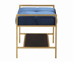 Blakely Navy Blue Velvet/Brass Finish Metal Bench