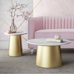 Bleeker White Marble/Gold Iron Round Side Table