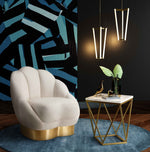 Bloom Cream Velvet Channel Tufted Chair