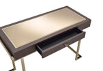 Boice Espresso PU Leather/Gold Metal Writing Desk