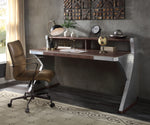 Brancaster Retro Brown Top Grain Leather/Silver Metal Desk