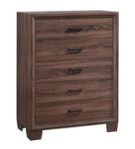 Brandon 5-Pc Medium Warm Brown Wood King Panel Bedroom Set