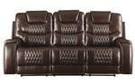 Braylon Brown PU Leather Manual Recliner Sofa (Oversized)