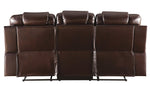 Braylon Brown PU Leather Manual Recliner Sofa (Oversized)