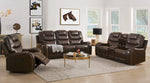 Braylon Brown PU Leather Manual Recliner Sofa (Oversized)