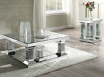 Caesia Mirrored Coffee Table with Faux Diamonds & Bottom Shelf