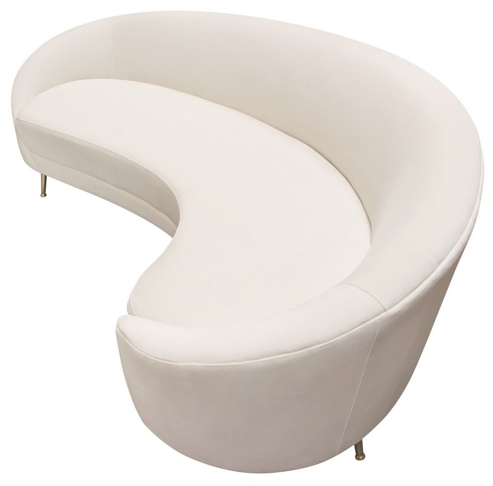 Celine Light Cream Velvet Curved Sofa (Oversized)